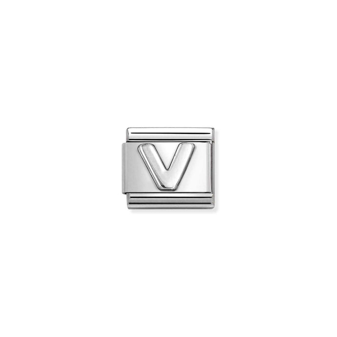 Nomination Classic oxidized LETTERS in Silver V Charm