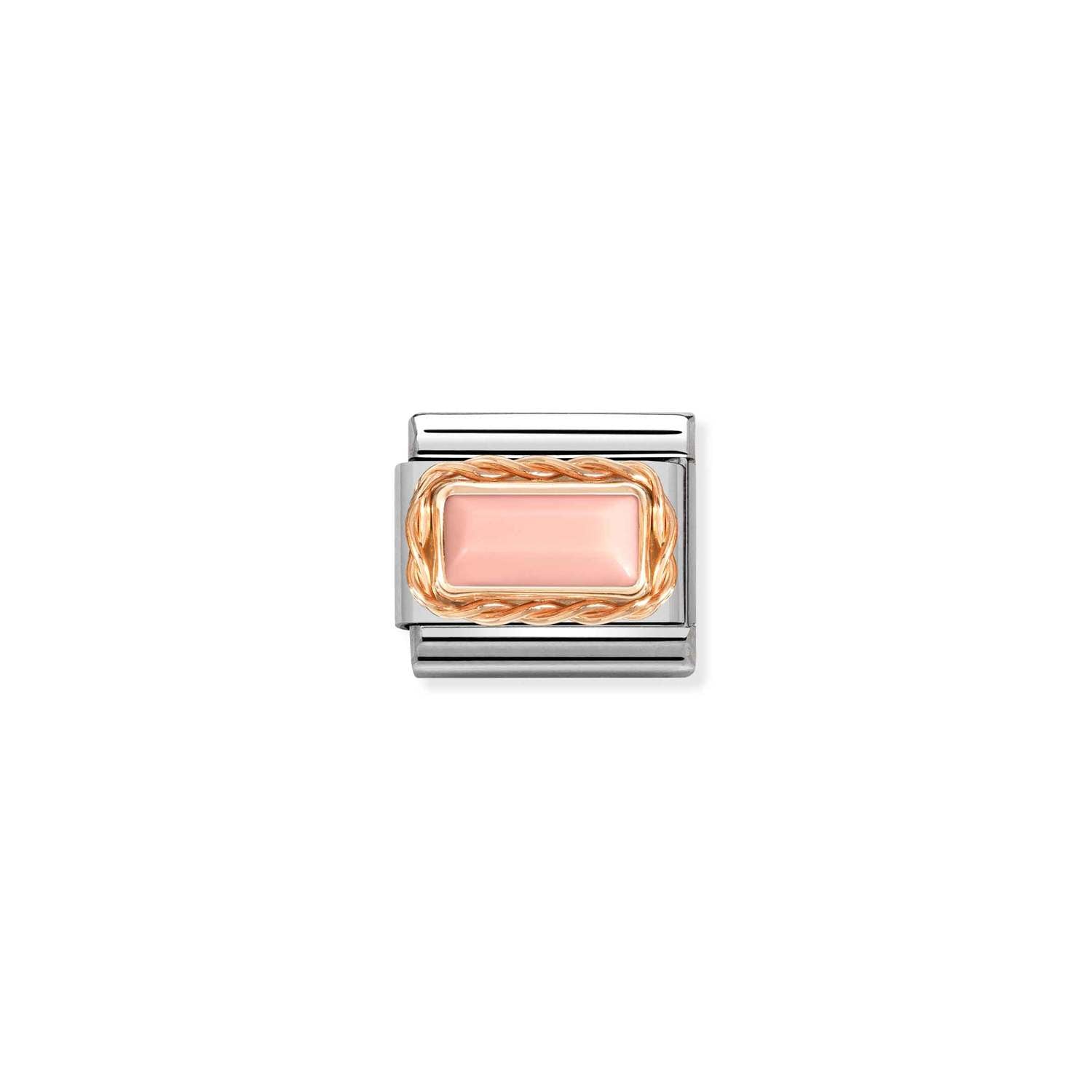 Nomination Classic BAGUETTE STONE WITH RICH SETTING in 9ct Rose Gold PINK CORAL Charm