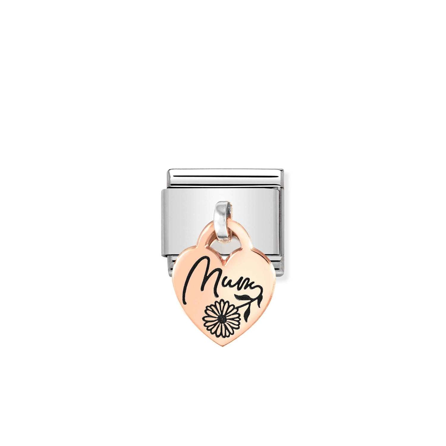 Nomination Classic CHARMS ENGRAVED PLATES 9ct Rose Gold Heart MUM Charm