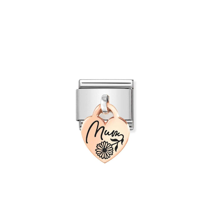 Nomination Classic CHARMS ENGRAVED PLATES 9ct Rose Gold Heart MUM Charm
