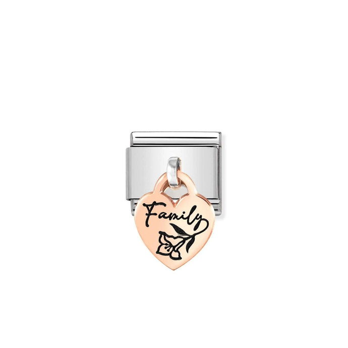 Nomination Classic CHARMS ENGRAVED PLATES 9ct Rose Gold Heart Family Charm