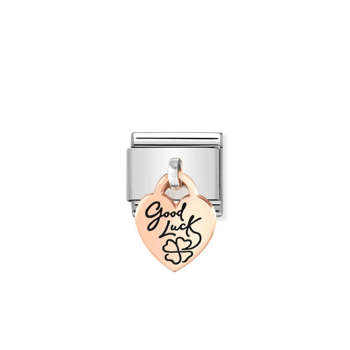 Nomination Classic CHARMS ENGRAVED PLATES 9ct Rose Gold Heart Good luck Charm