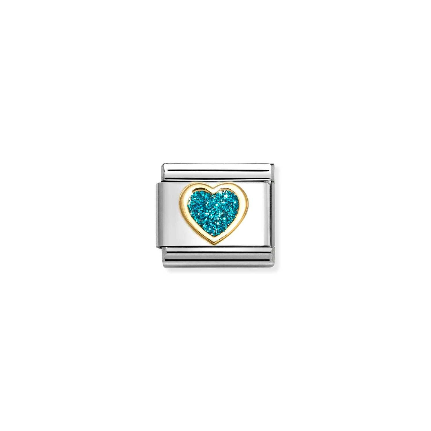 Nomination Classic Gold LIGHT BLUE heart Charm