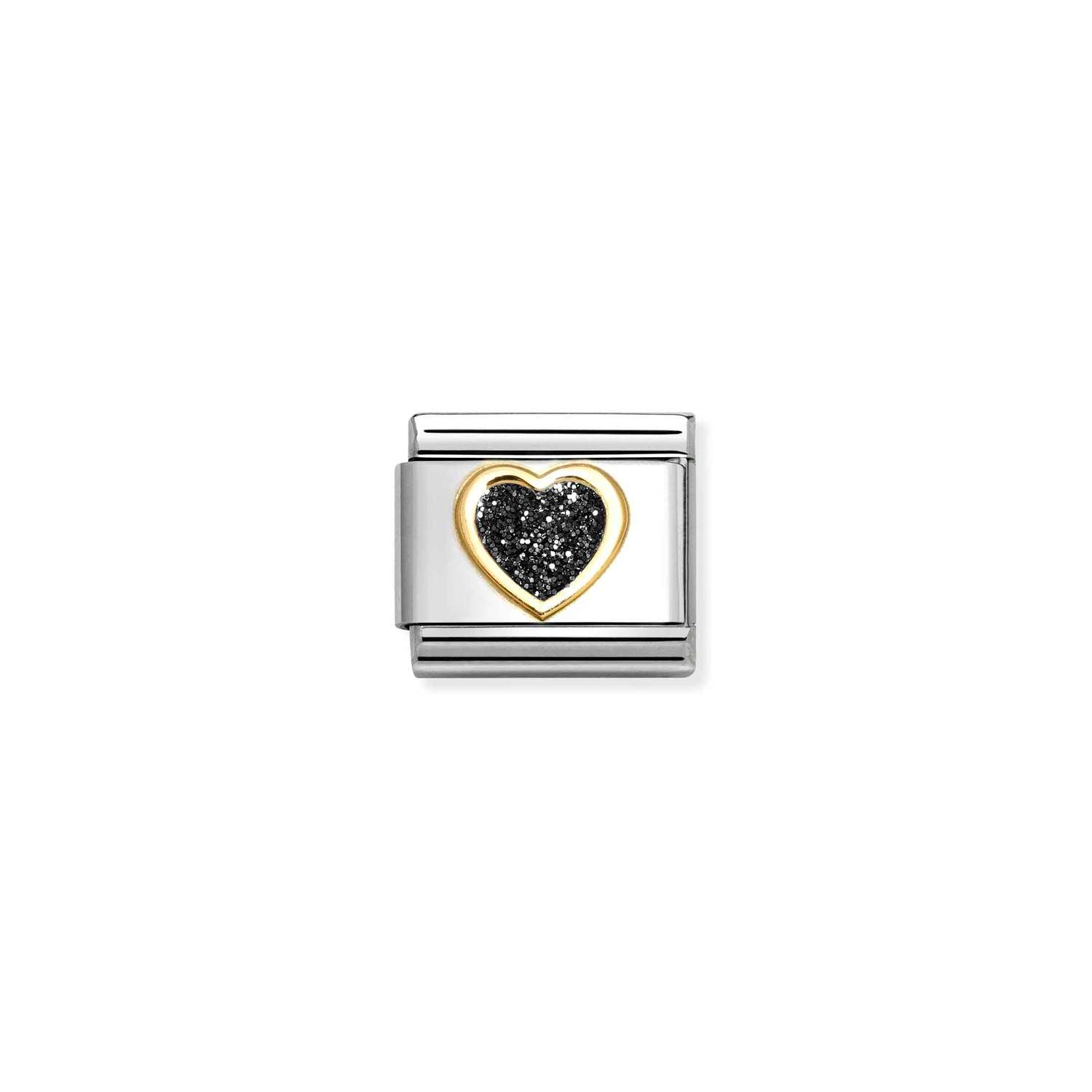 Nomination Classic Gold BLACK Heart Charm