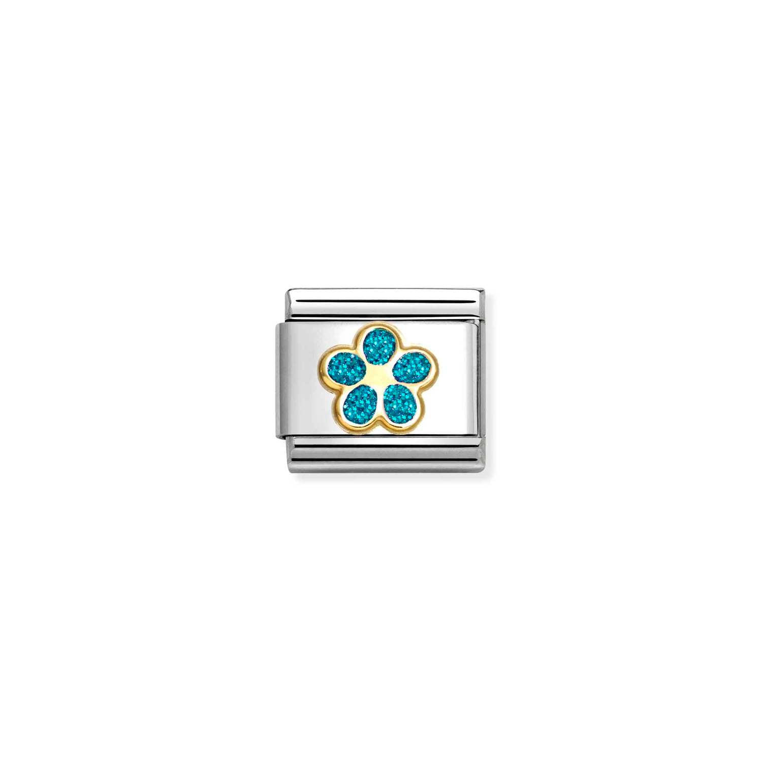 Nomination Classic Gold LIGHT BLUE flower Charm