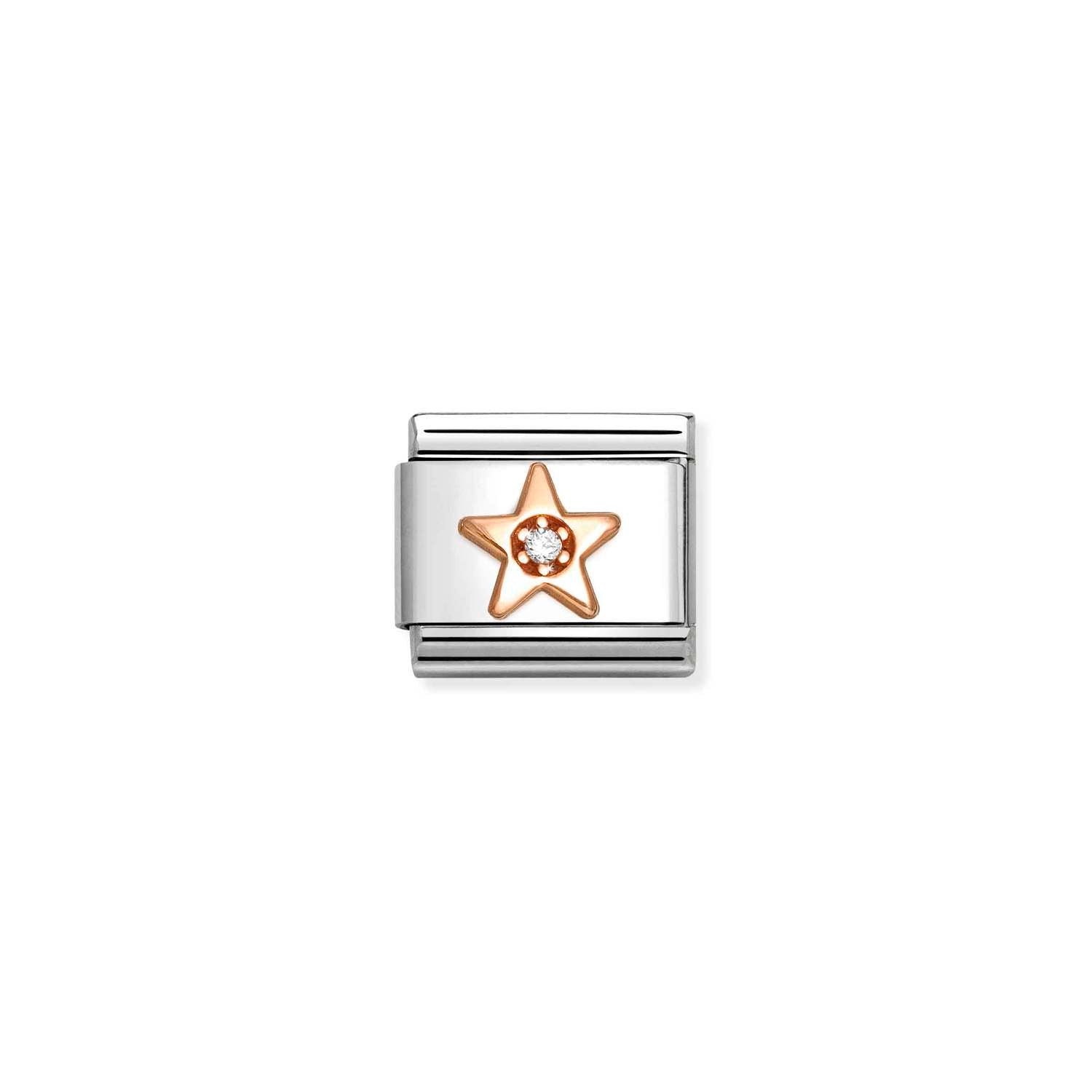 Nomination Classic 9ct Rose Gold and CZ WHITE star Charm