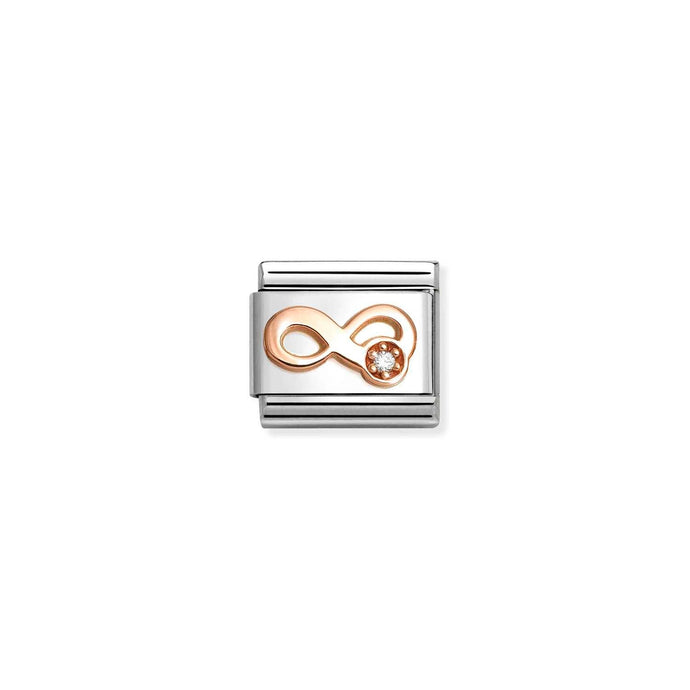 Nomination Classic 9ct Rose Gold and CZ Infinity WHITE Charm