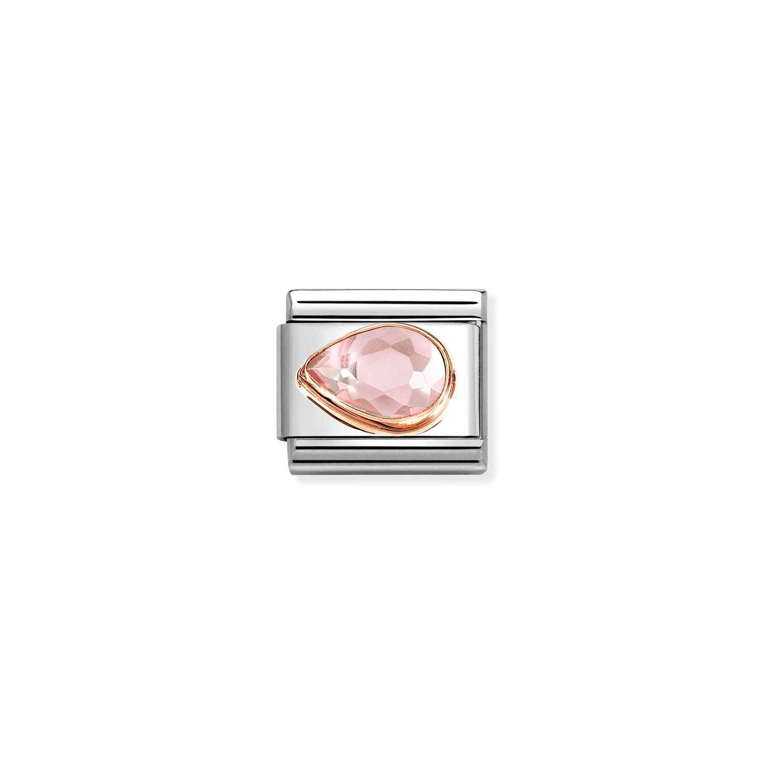 Nomination Classic CZ, FACETED LEFT DROP in 9ct Rose Gold PINK Charm