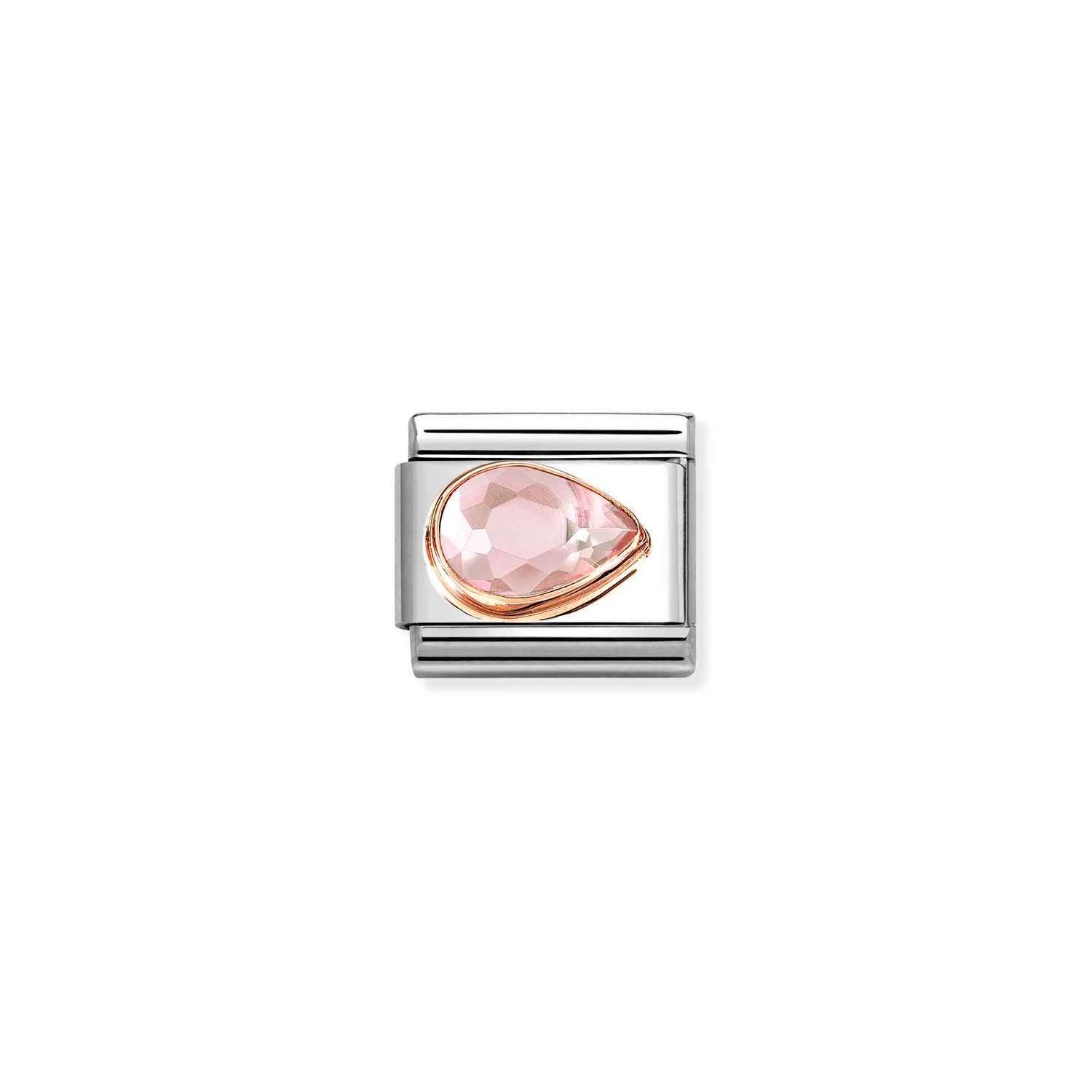 Nomination Classic CZ, FACETED RIGHT DROP in 9ct Rose Gold PINK Charm