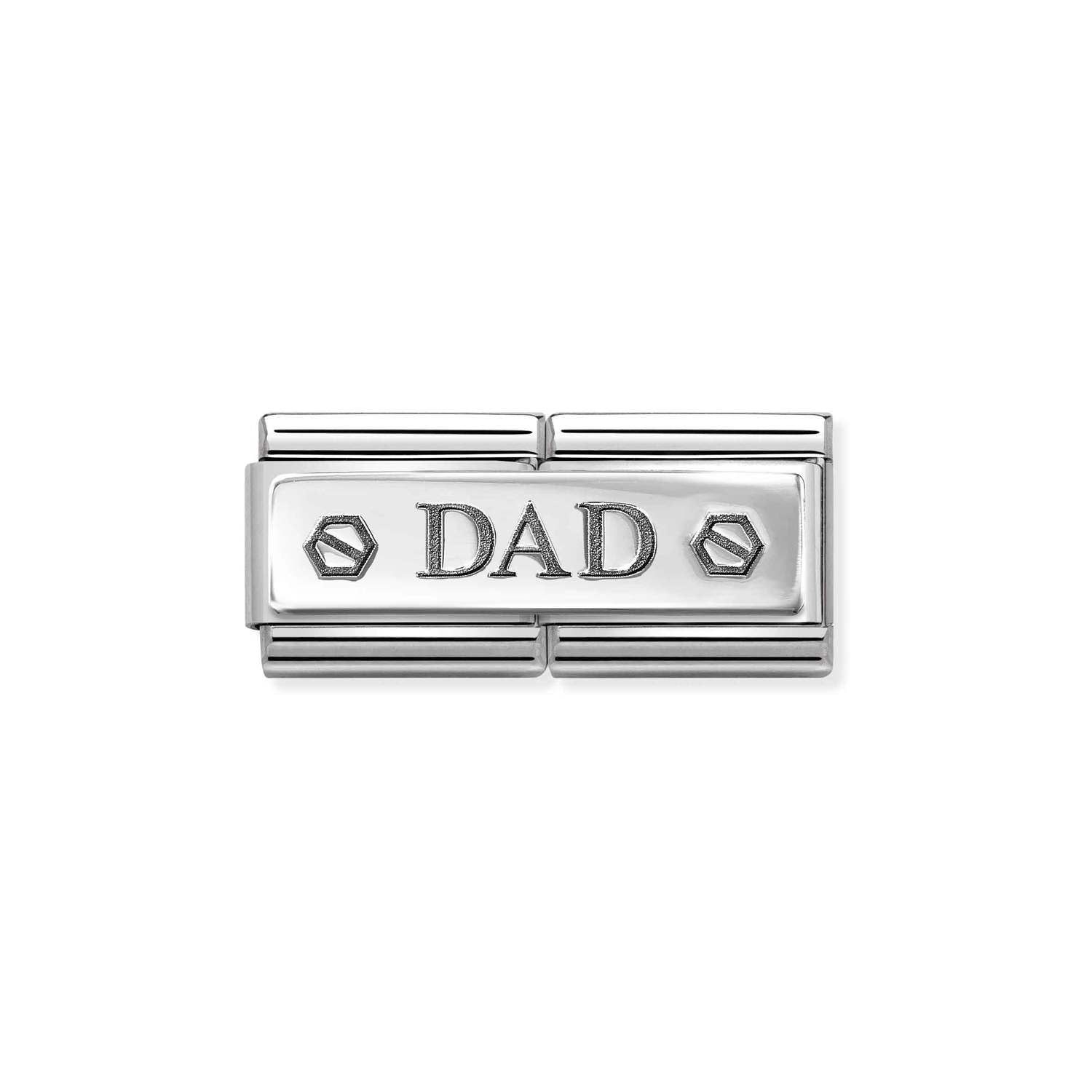 Nomination Classic DOUBLE ENGRAVED Silver CUSTOM Dad with hex screws Charm