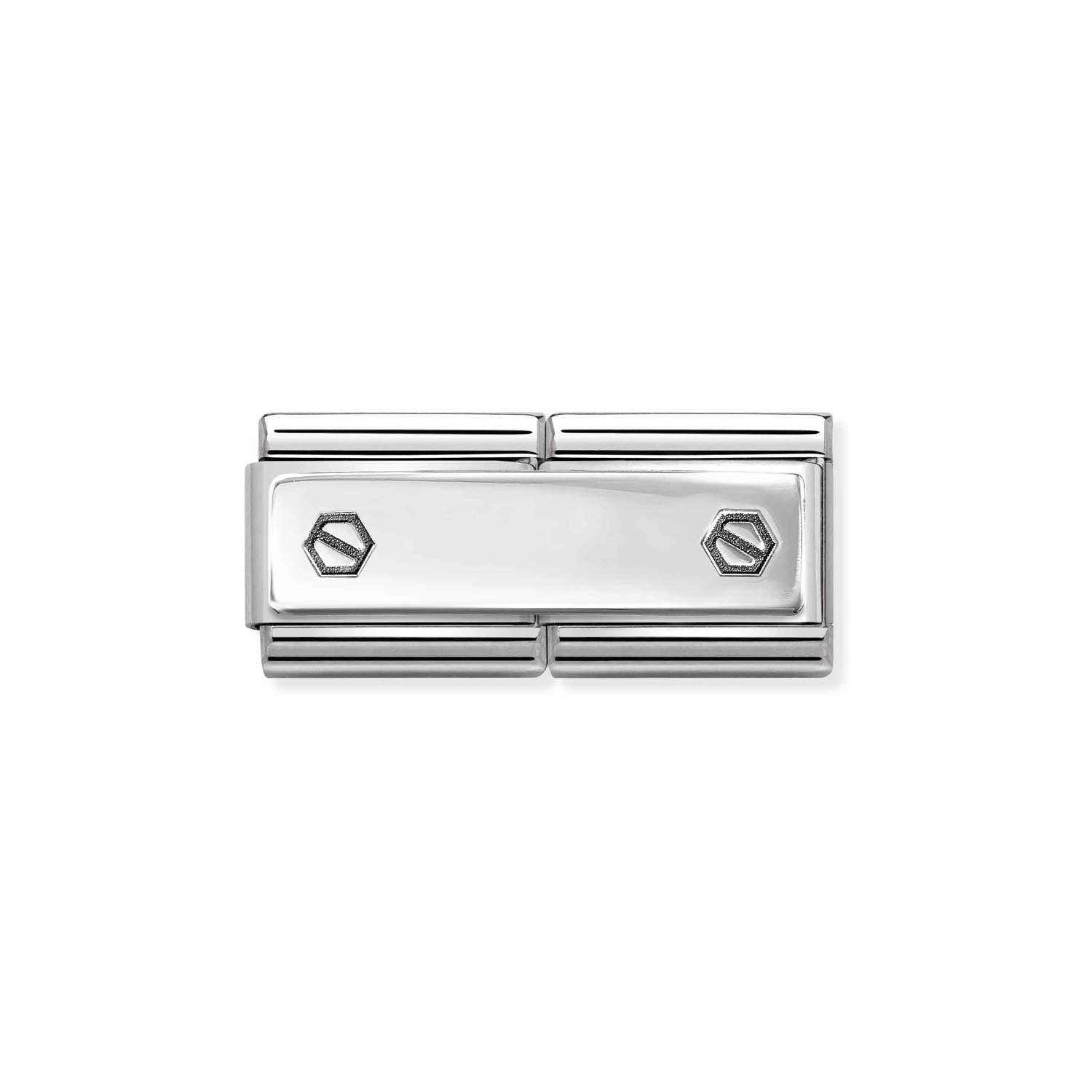 Nomination Classic DOUBLE ENGRAVED Silver CUSTOM Double hex screws Charm