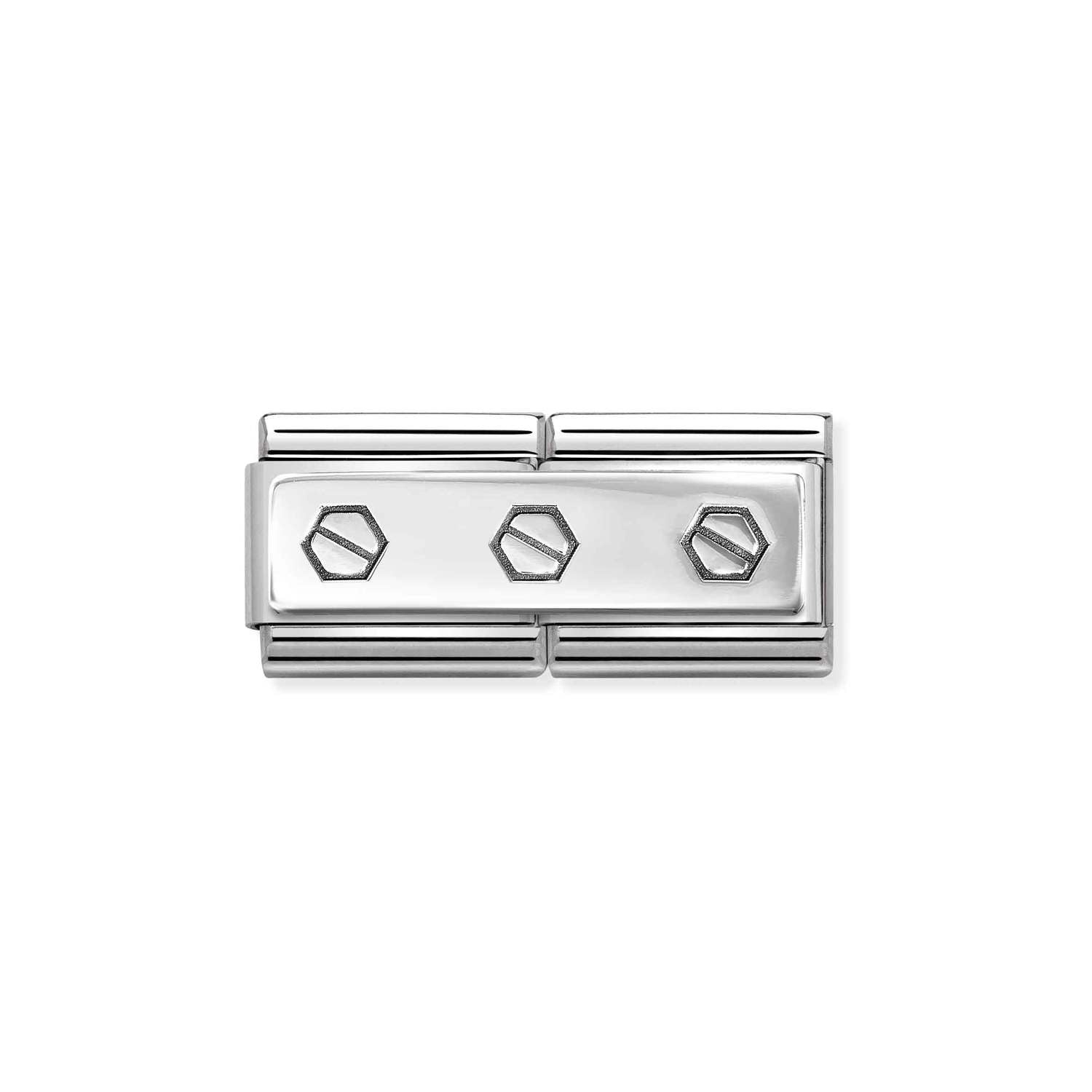 Nomination Classic DOUBLE ENGRAVED Silver CUSTOM Triple hex screws Charm