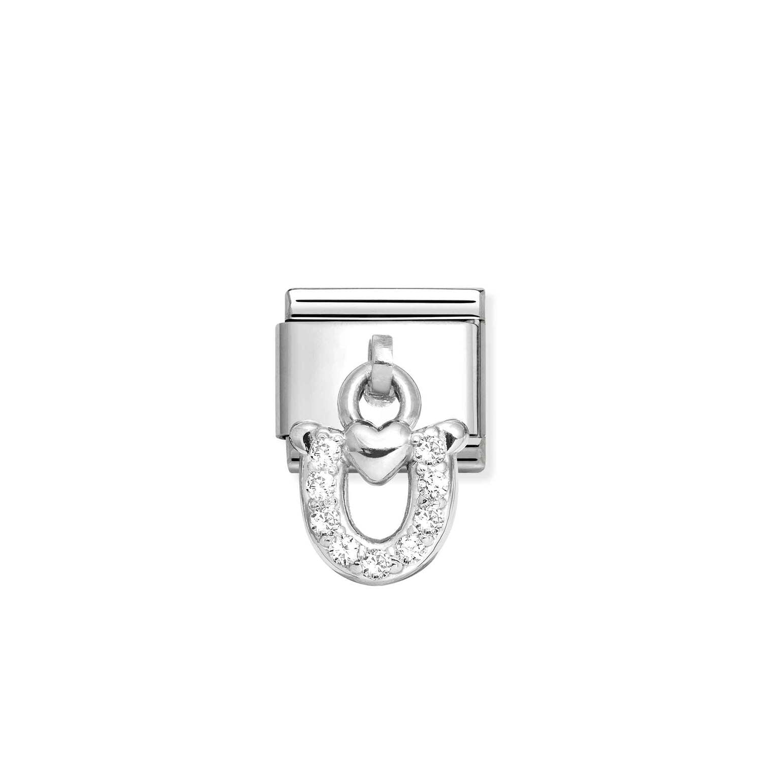 Nomination Classic CHARMS stainless Silver Horseshoe with heart Charm