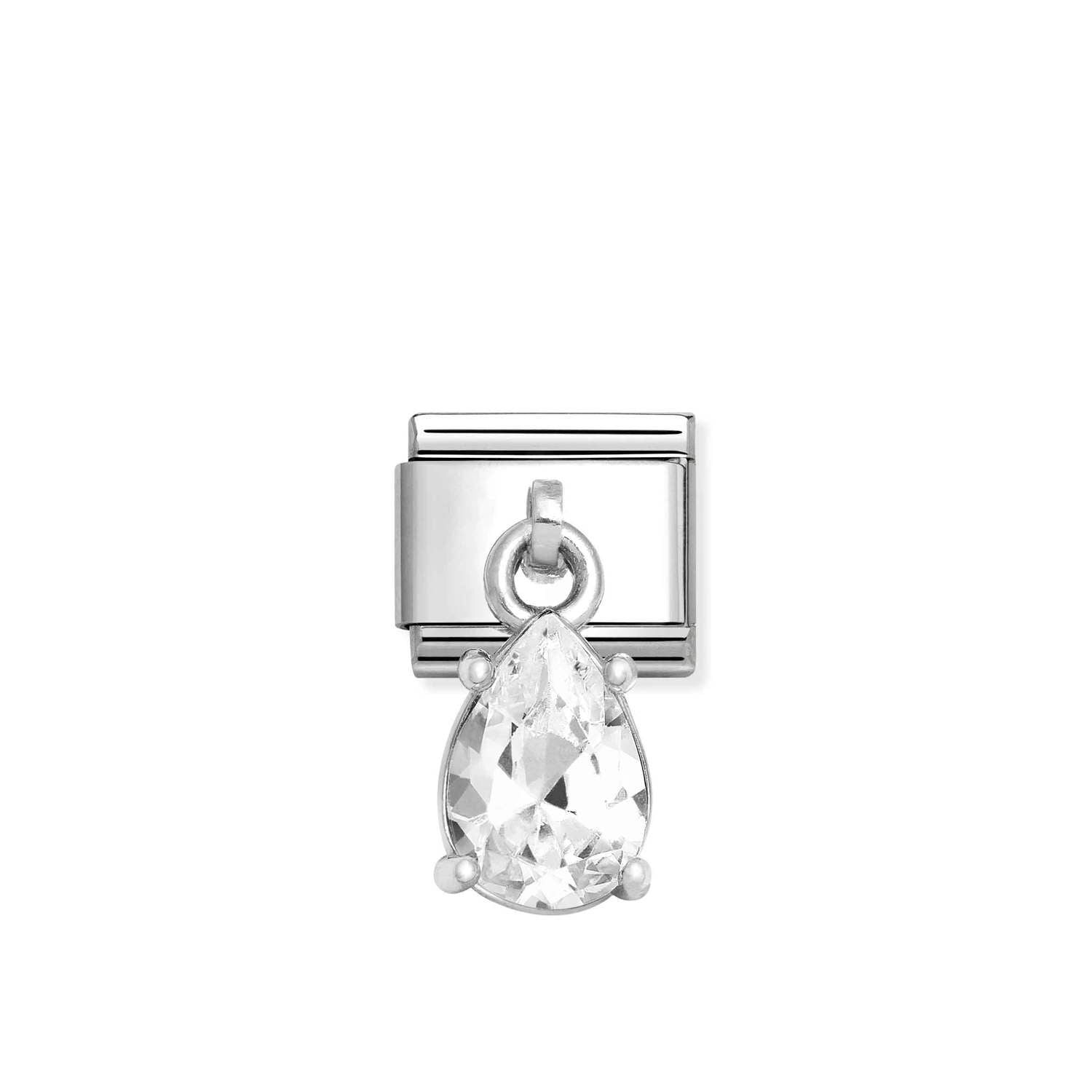 Nomination Classic CHARMS Silver and Cubic Zirconia White drop Charm