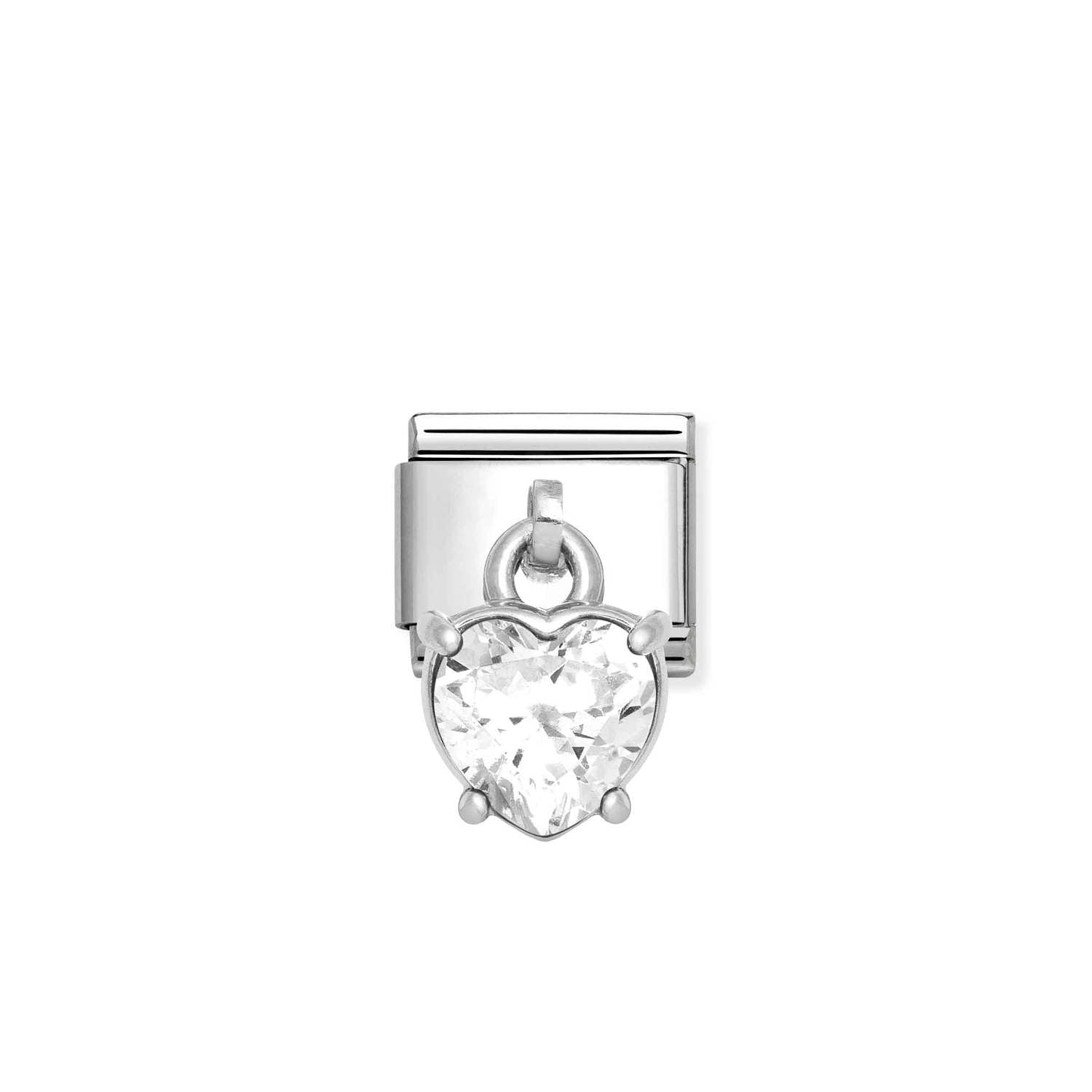 Nomination Classic CHARMS Silver and Cubic Zirconia White heart Charm