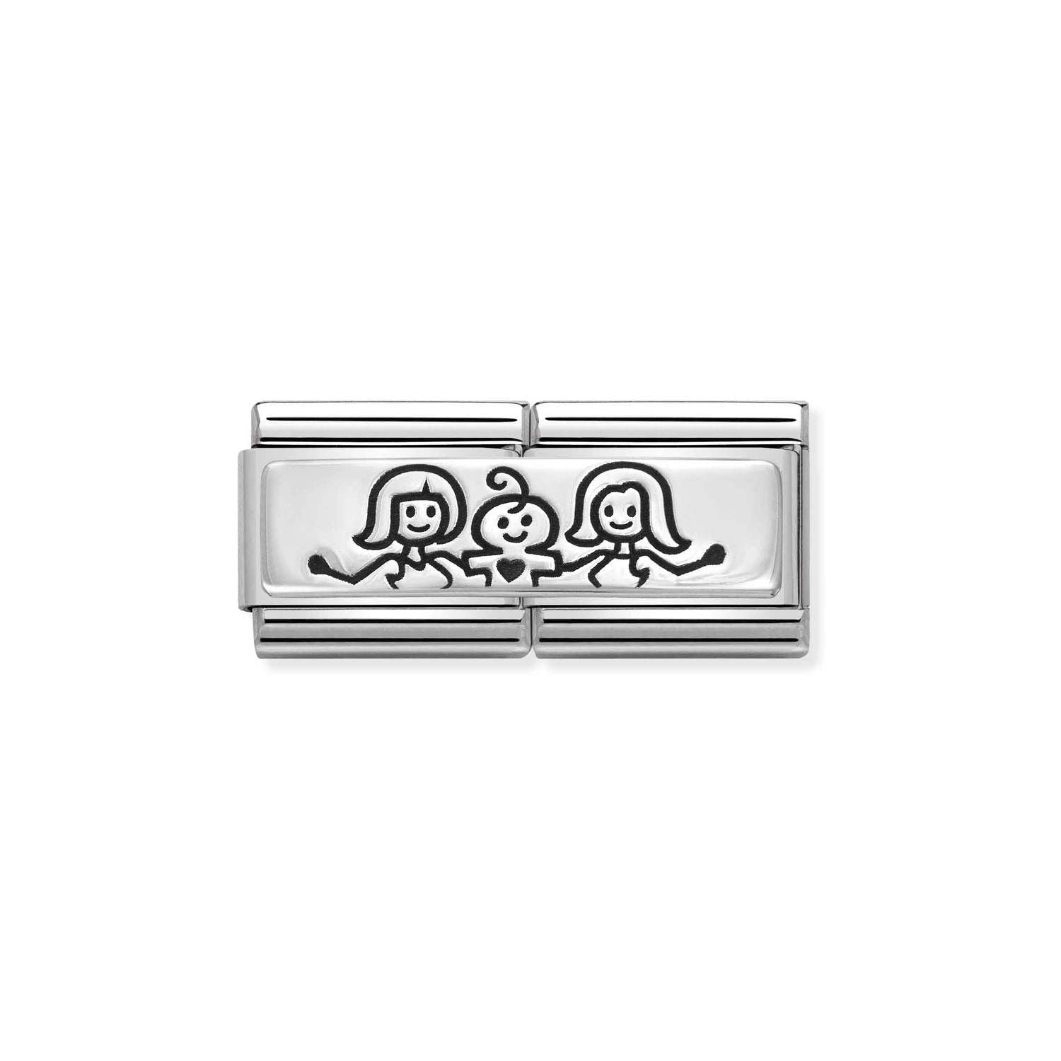 Nomination Classic DOUBLE ENGRAVED Silver CUSTOM 2 Moms with baby Charm