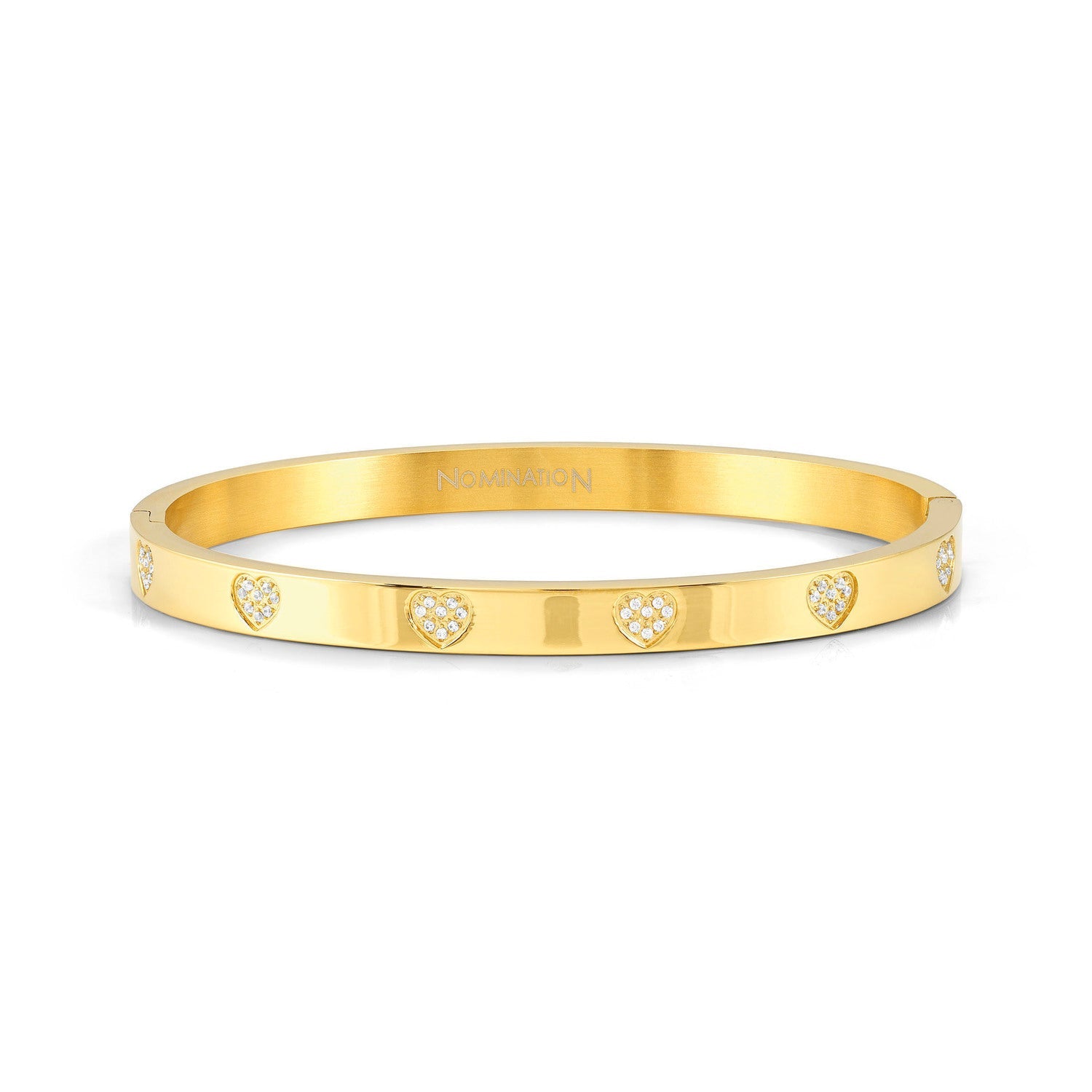 PRETTY BANGLES bracelet in steel and cz PAVE Yellow Heart Gold PVD