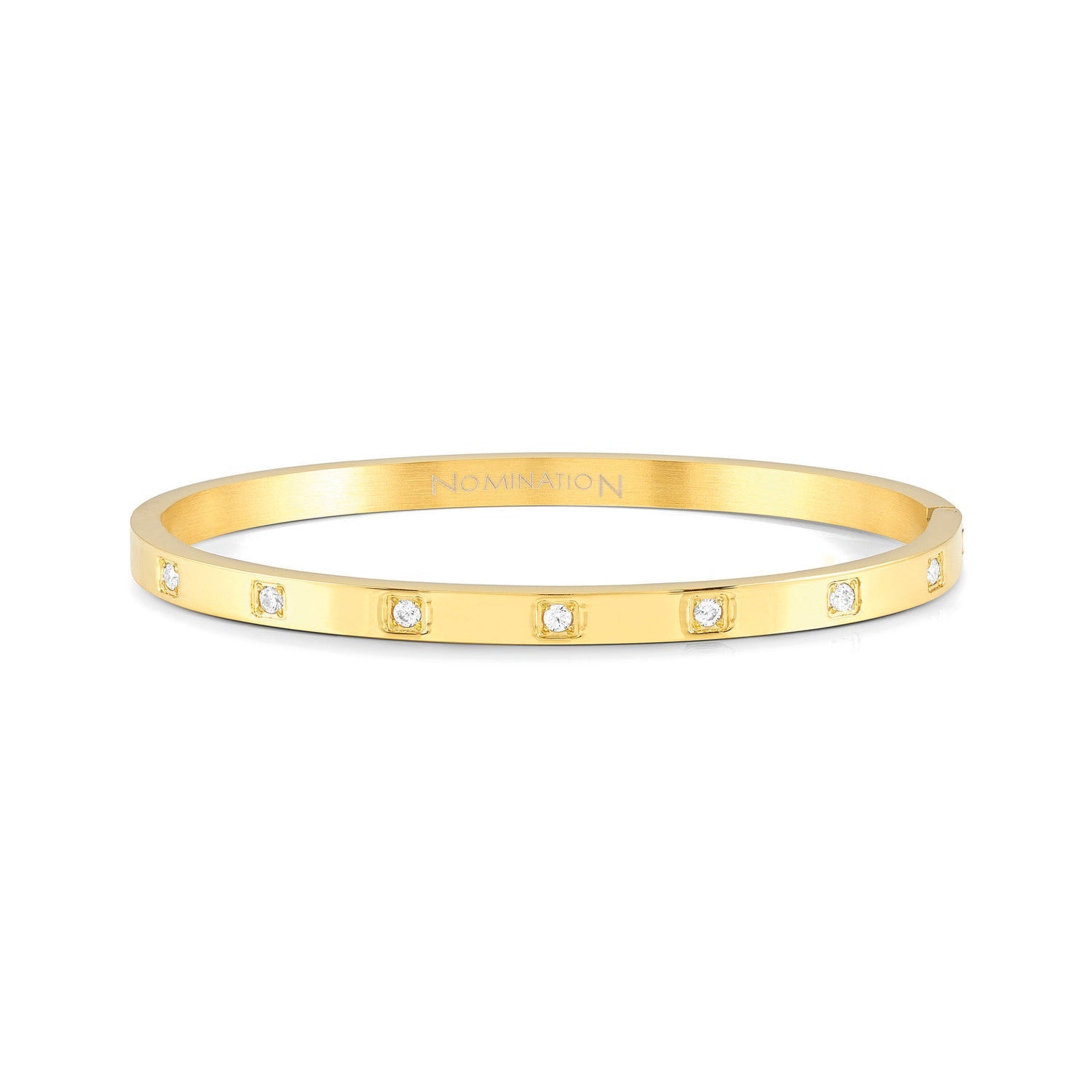 PRETTY BANGLES bracelet in steel and SQUARE CZ Yellow Gold PVD
