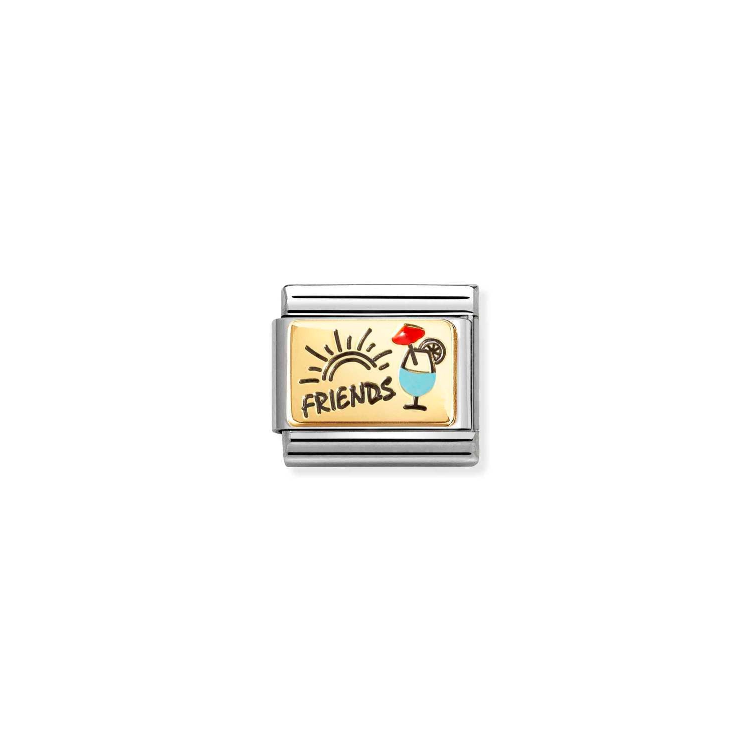 Nomination Classic PLATES Gold Friends with cocktails Charm