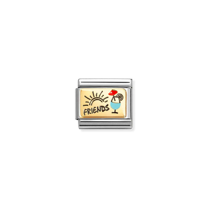 Nomination Classic PLATES Gold Friends with cocktails Charm