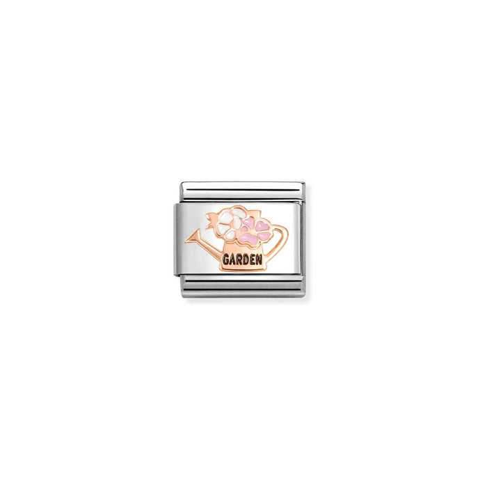 Nomination Classic SYMBOLS 9ct Rose Gold Watering can with flowers Charm