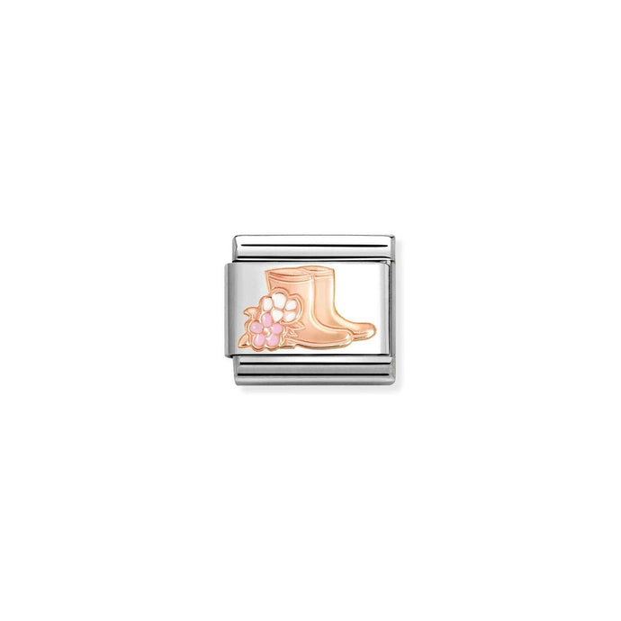 Nomination Classic SYMBOLS 9ct Rose Gold Boots with flowers Charm