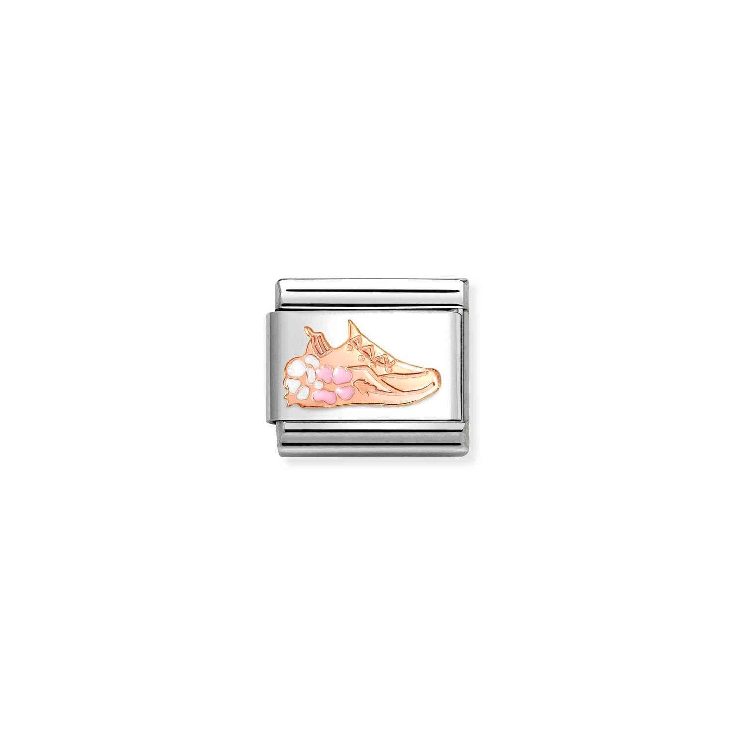 Nomination Classic SYMBOLS 9ct Rose Gold Gym shoe with flowers Charm