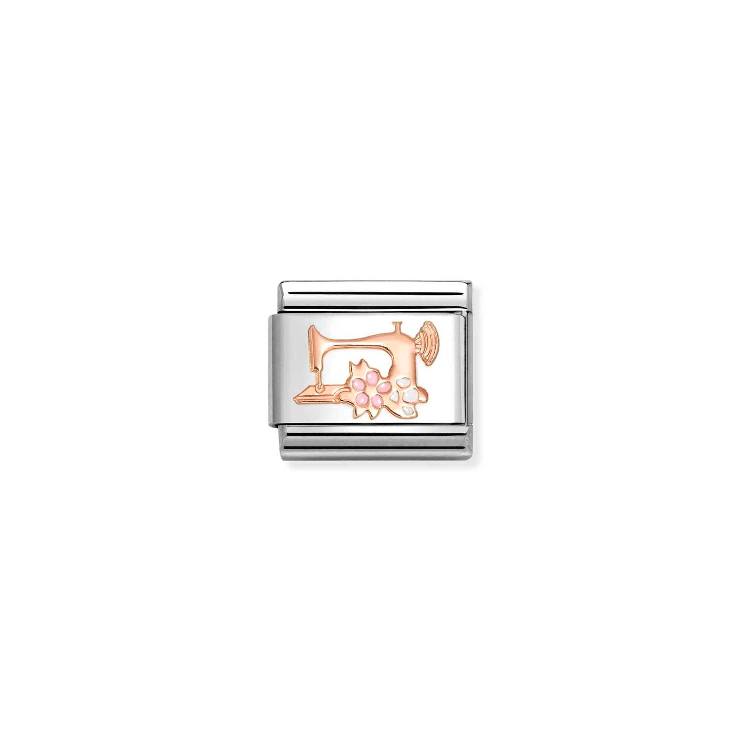 Nomination Classic SYMBOLS 9ct Rose Gold Sewing machine with flowers Charm