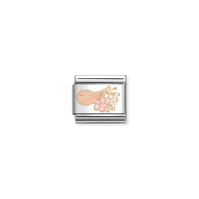 Nomination Classic SYMBOLS 9ct Rose Gold Ball of wool with flowers Charm