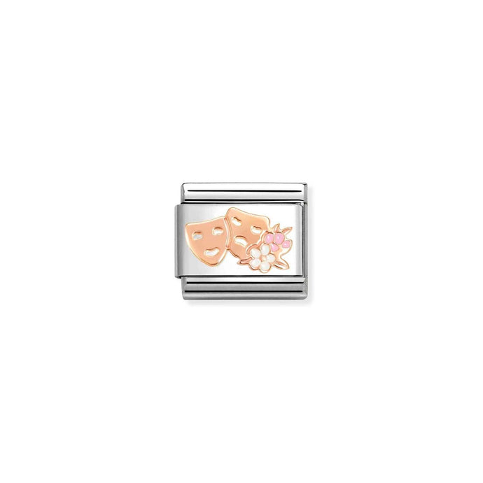Nomination Classic SYMBOLS 9ct Rose Gold Masks with flowers Charm
