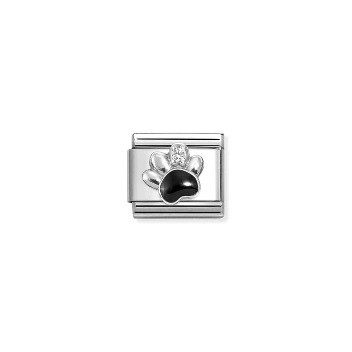 Nomination Classic Silver Paw black WHITE Charm