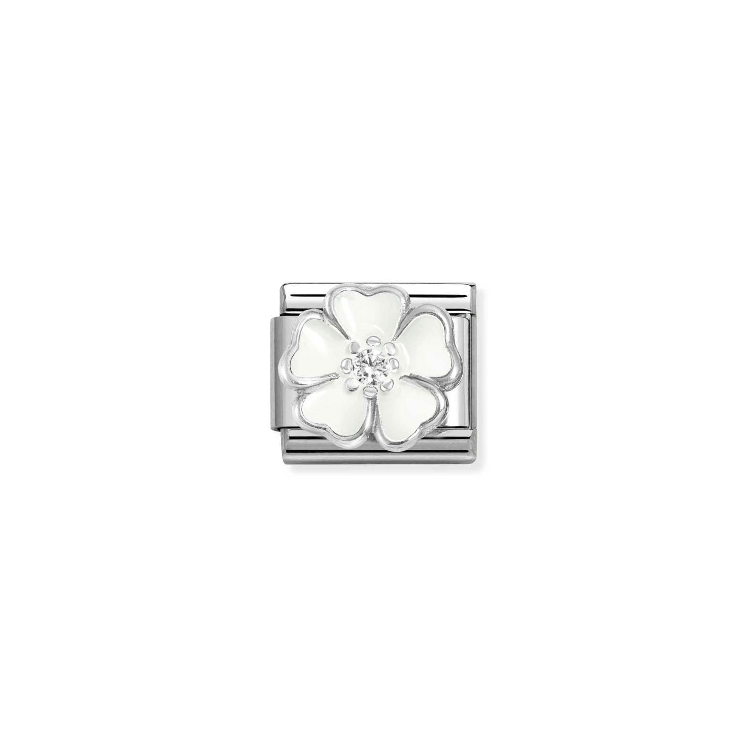 Nomination Classic Silver WHITE white peach blossom Charm