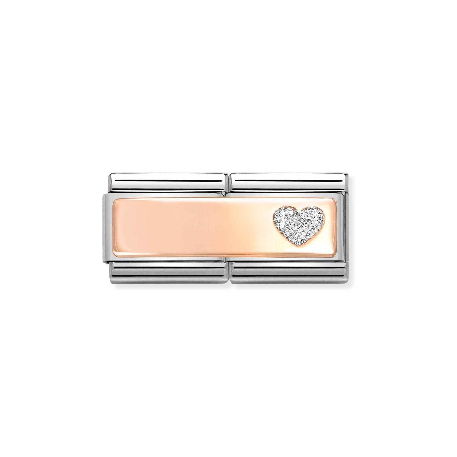 Nomination DOUBLE Classic SYMBOLS 9ct Rose Gold Glitter heart Charm