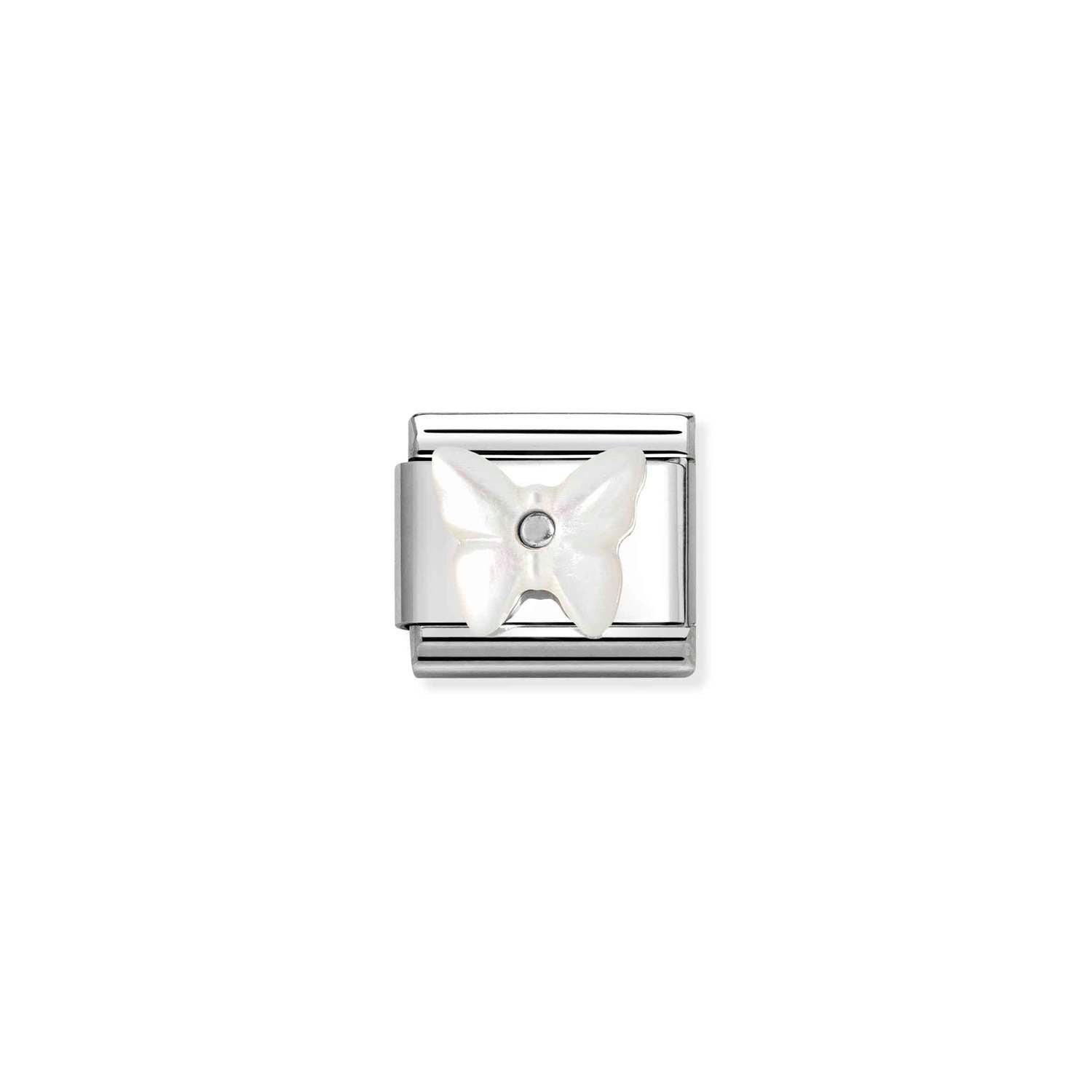 Nomination Classic Silver Butterfly in WHITE MOTHER OF PEARL Charm