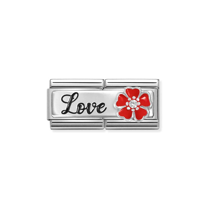 Nomination DOUBLE Classic DETAILED Silver and Cubic Zirconia Love with flower Charm