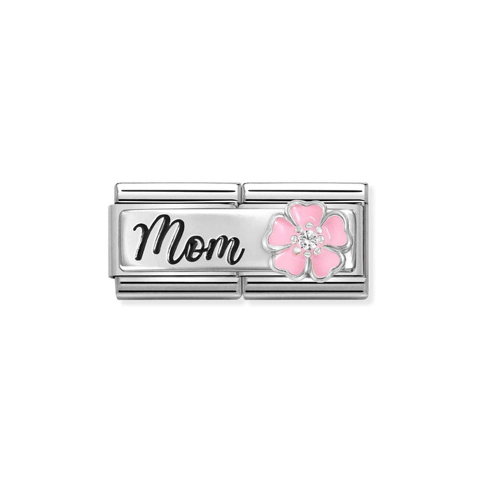 Nomination DOUBLE Classic DETAILED Silver and Cubic Zirconia Mom with flower Charm