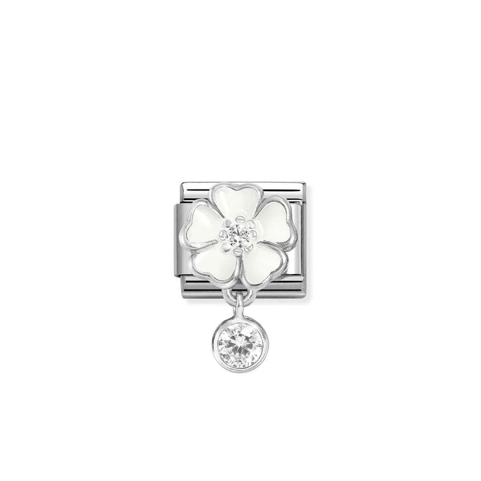 Nomination Classic CHARMS Silver and Cubic Zirconia White flower with round Charm