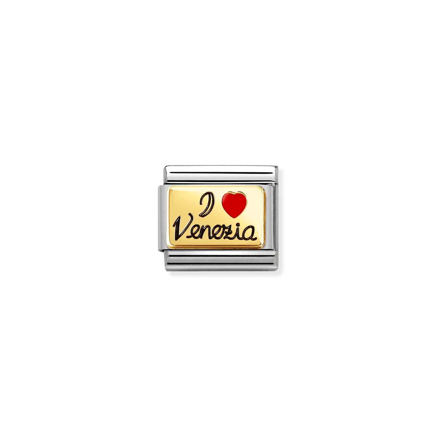 Nomination Classic Gold I Love Venice with black ename Charm