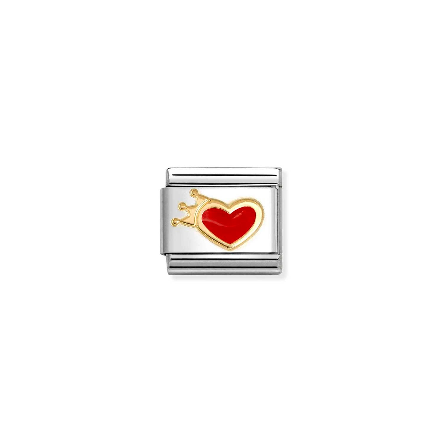 Nomination Classic LOVE in stainless steel with enamel and 18k gold RED heart with crown