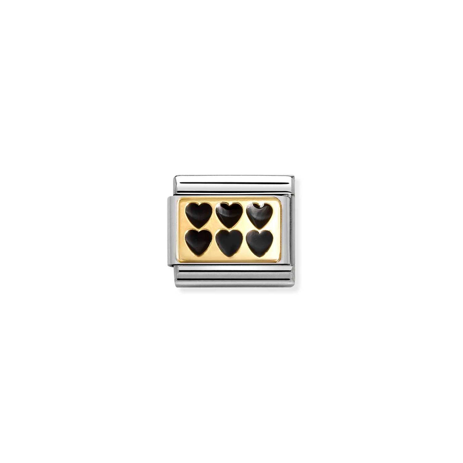 Nomination Classic Gold Black line hearts Charm