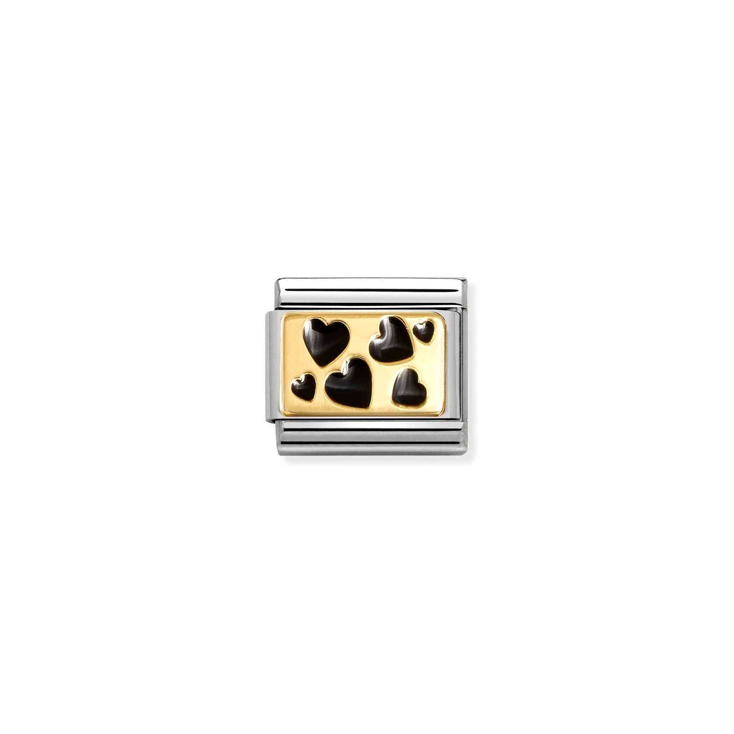 Nomination Classic Gold Black scattered hearts Charm