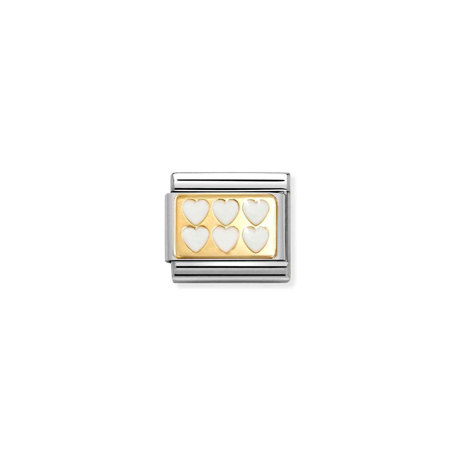 Nomination Classic Gold White line hearts Charm