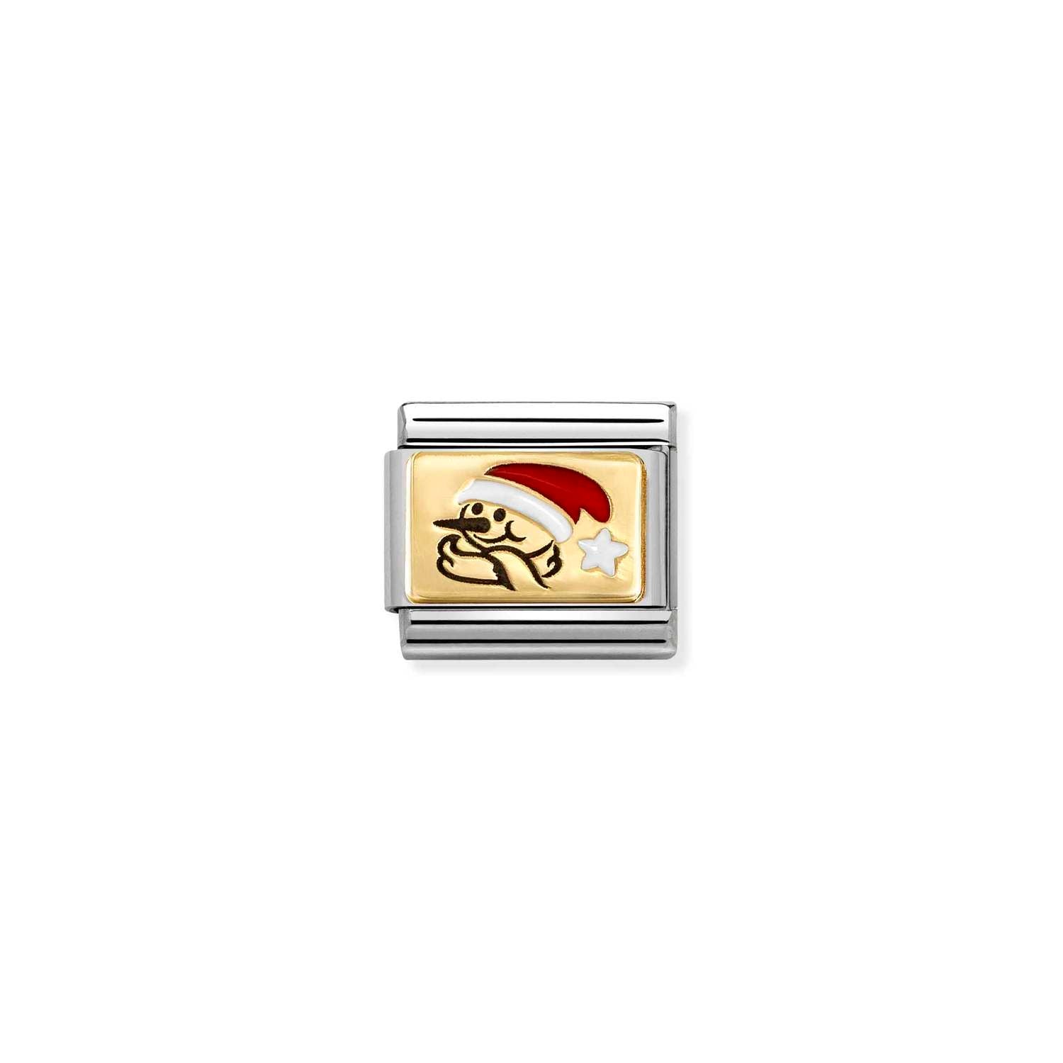 Nomination Classic PLATES Gold Snowman RED hat Charm