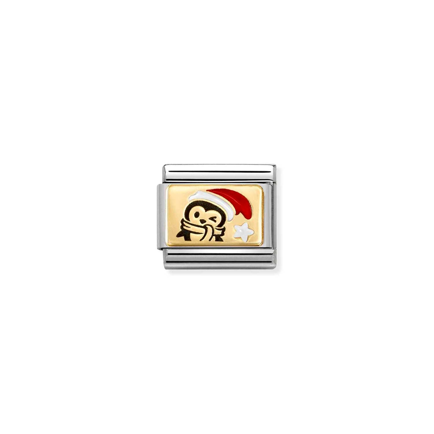 Nomination Classic PLATES Gold Penguin RED hat Charm