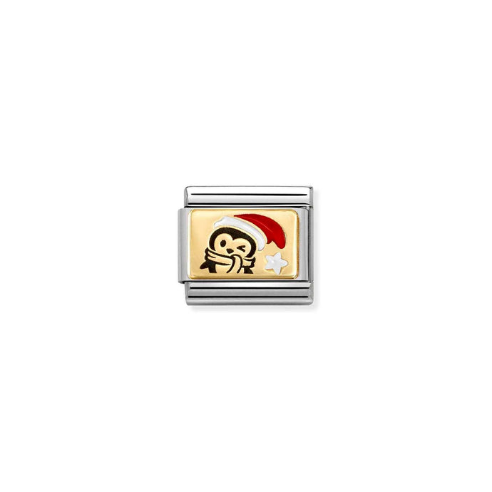 Nomination Classic PLATES Gold Penguin RED hat Charm