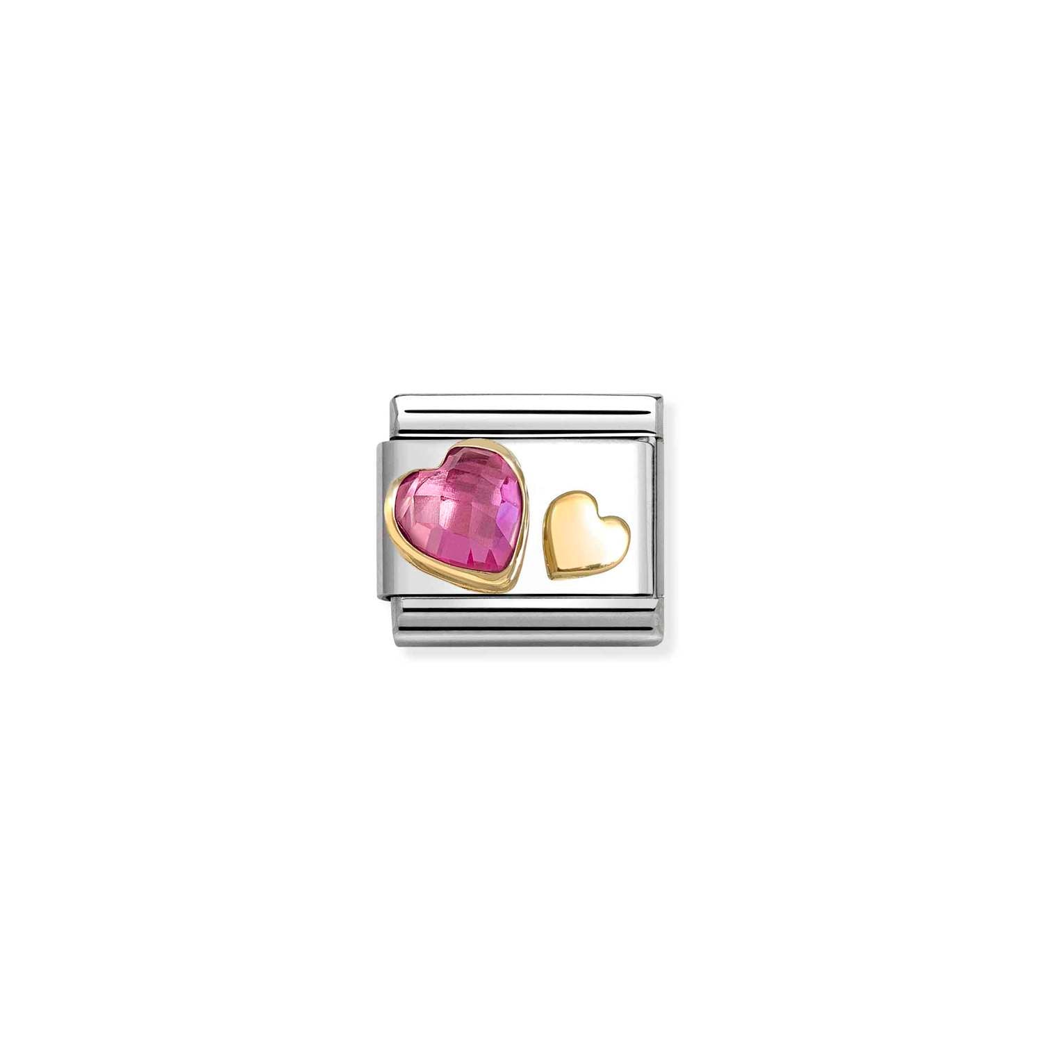 Nomination Classic FACETED CZ with Gold DARK PINK heart Charm