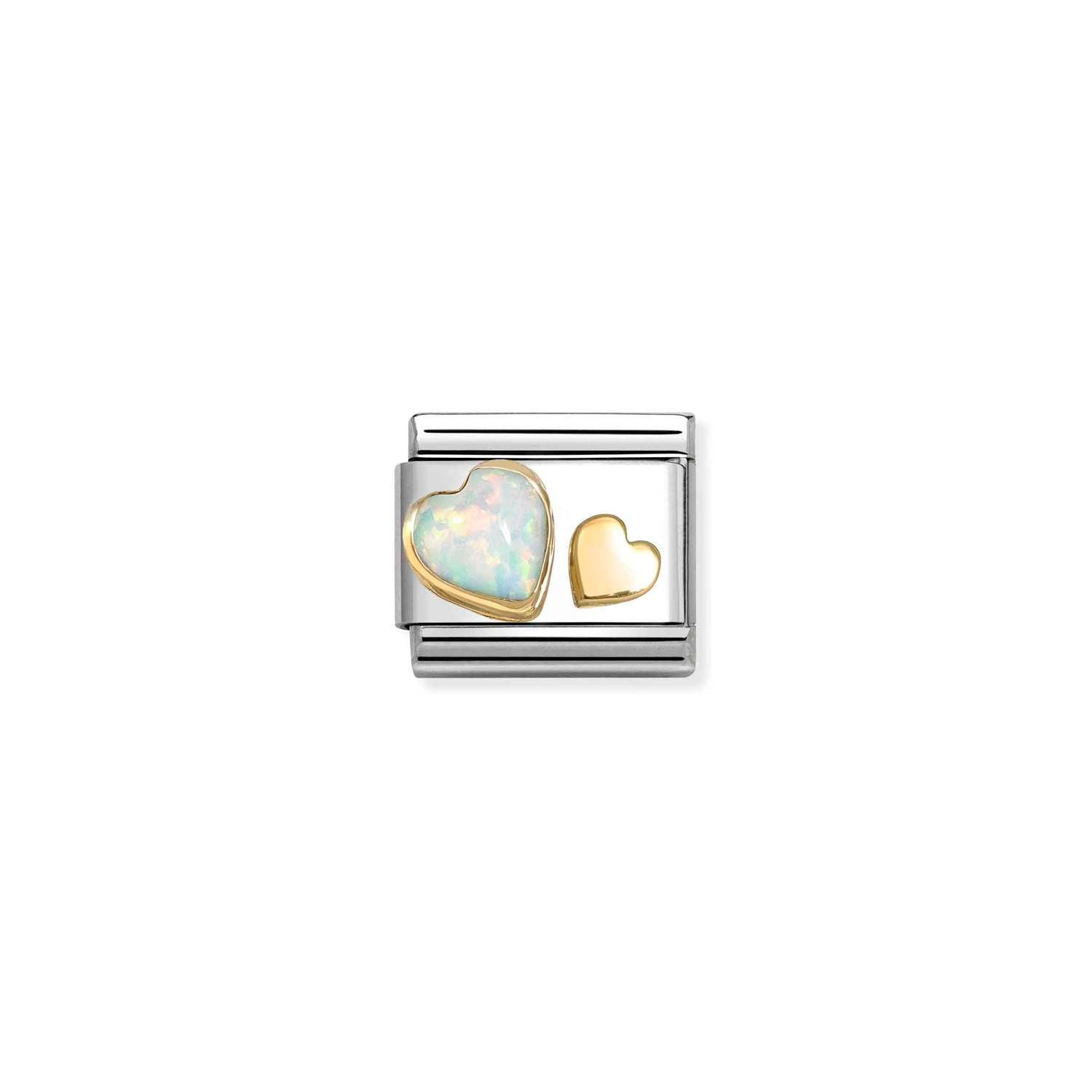 Nomination gold WHITE OPAL heart charm