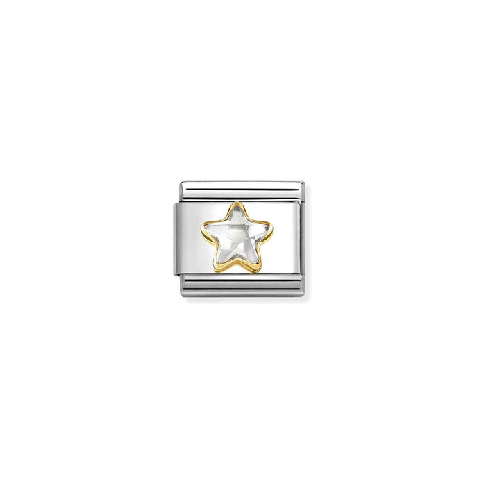 Nomination Classic CZ FACETED STAR Gold White Charm