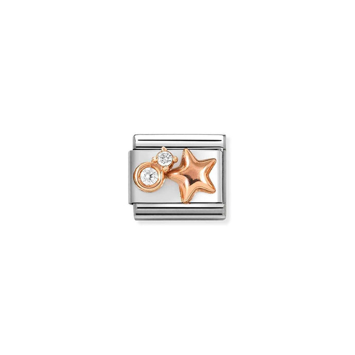 Nomination Classic 9ct Rose Gold and CZ WHITE rounded star Charm
