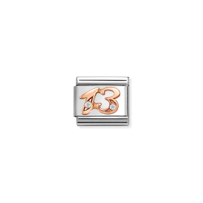 Nomination Classic NUMBERS 9ct Rose Gold and Cubic Zirconia 13 Charm